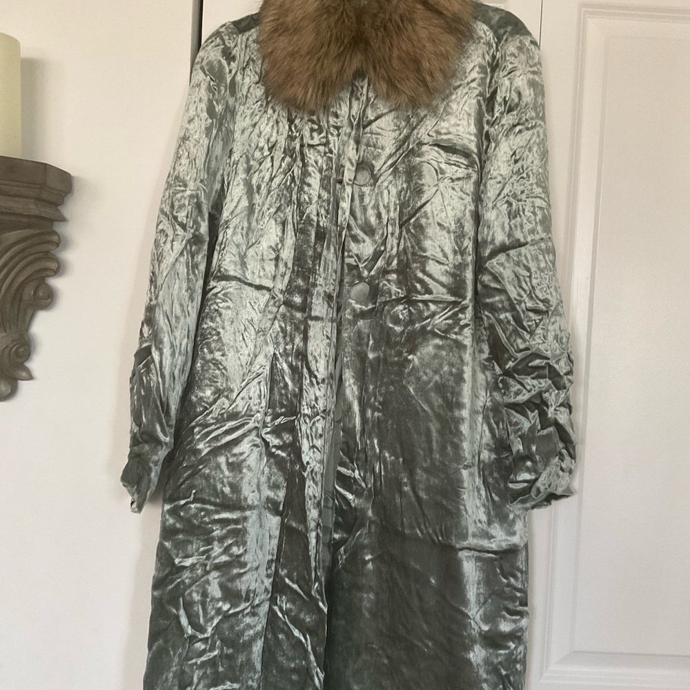 Tracy Reese Crushed Velvet Removable Faux Fur Collar